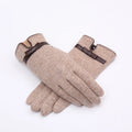 Wholesale Warm Wool Gloves for Women Winter Elegant Thick Gloves With Faux Leather Bowknot for Ladies