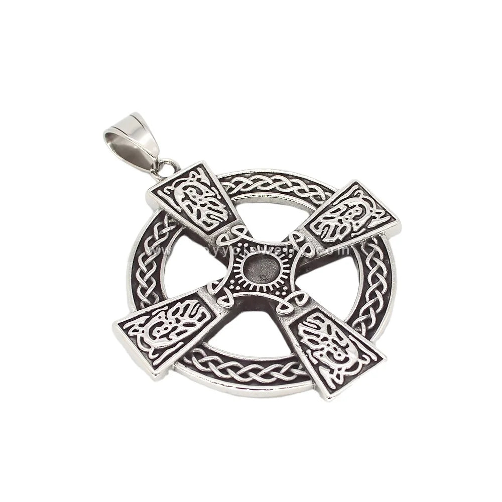 Men Jewelry Cross Coin Pendant Stainless Viking Jewelry Vintage Cross Pendant Ankn Fine Jewelry