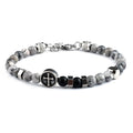Natural Stone Beads Cross Bracelet Stainless Steel Clasp Custom Design Bracelets Jewelry for Men