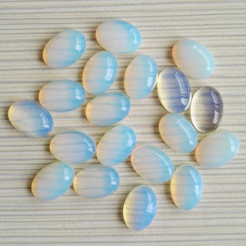 Huiying Natural Sleeping Beauty Oval Cabochons 10*14mm Opalite Loose Gemstones Crafts