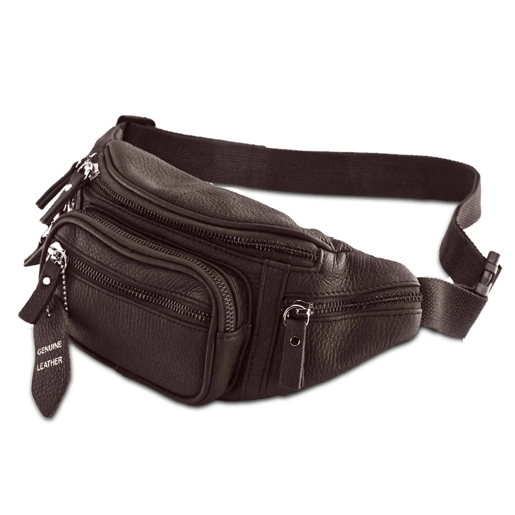 Best Brown Luxury Small Designer Men's Real Genuine Soft Leather Travel Cross Body Sling Waist Belt Bag for Men
