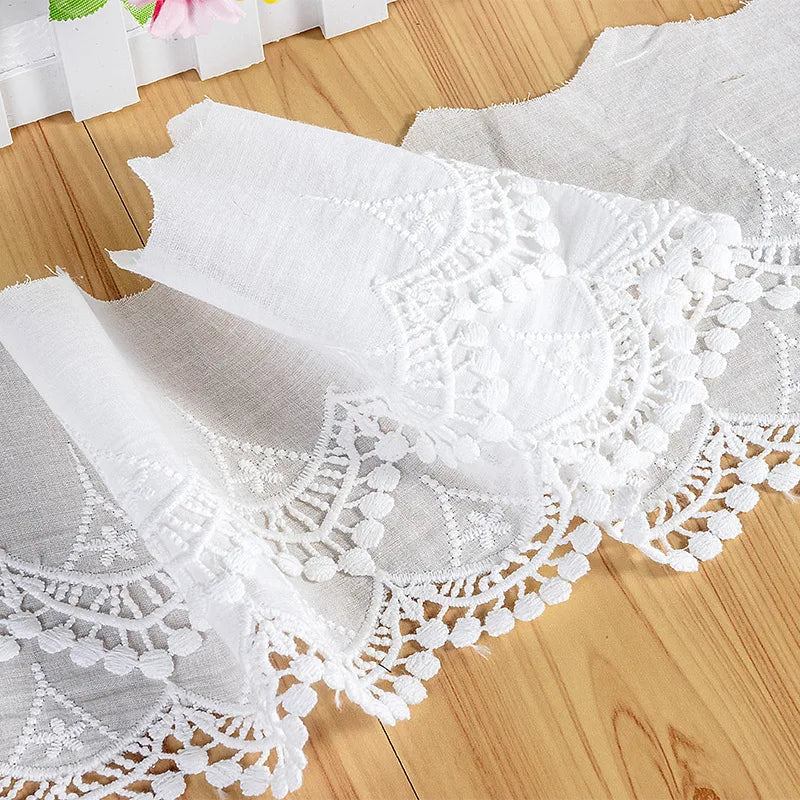 Factory Price Women Dress White Embroidery Lace Trim Cotton Embroidery Lace Border Trim