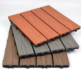 300mm 3D Embossed Waterproof WPC DIY Outdoor Deck Tiles with Click Installation and Wood Grain Surface