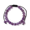 Wholesale 8mm Woven Natural Stone Crystal Beads Bracelet Amethyst Rose Quartz Tiger Eye Agate Christian Symbol for Men Women