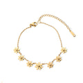 Fashionable Stainless Steel Jewelry 18K Gold Plated Plant Seven Chrysanthemum Bracelet for Women's Love Gift