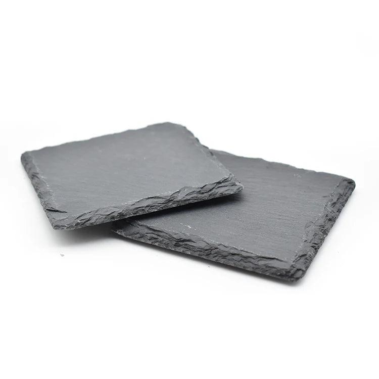 Wholesale Hot Sale Marble Stone Drink Coasters Square Black Natural Edge Stone Drink Coasters for Bar and Home