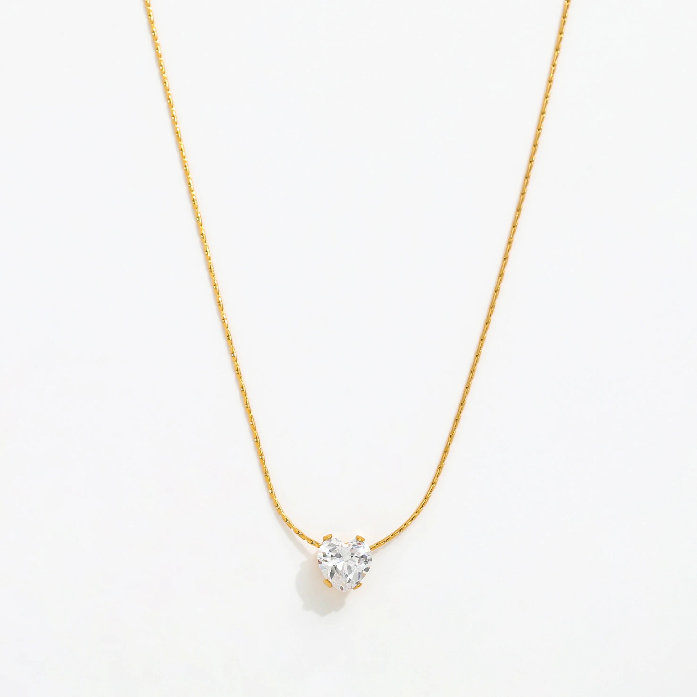 Fenny PVD Plated Waterproof Elegant Fine Fashion Round&Heart Zirconia Pendant Necklace Stainless Steel Jewelry Wholesale