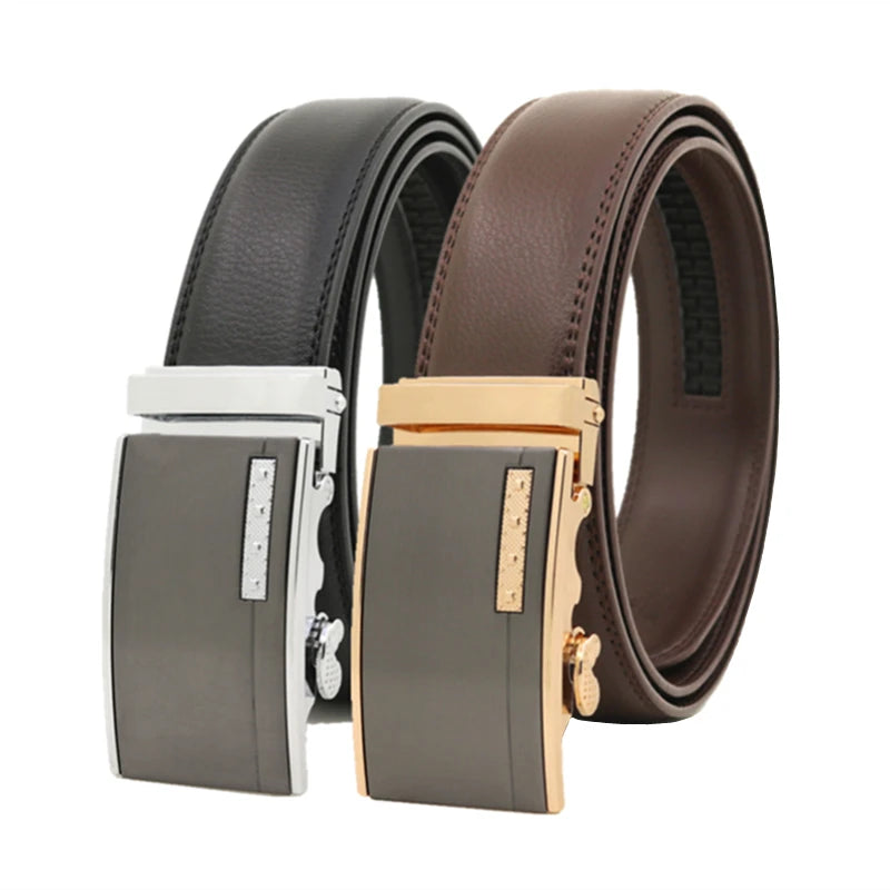 LQbelt Men's Leather Belt Automatic Buckle Belts for Men Ratchet Custom Logo OEM Factory Direct Sale