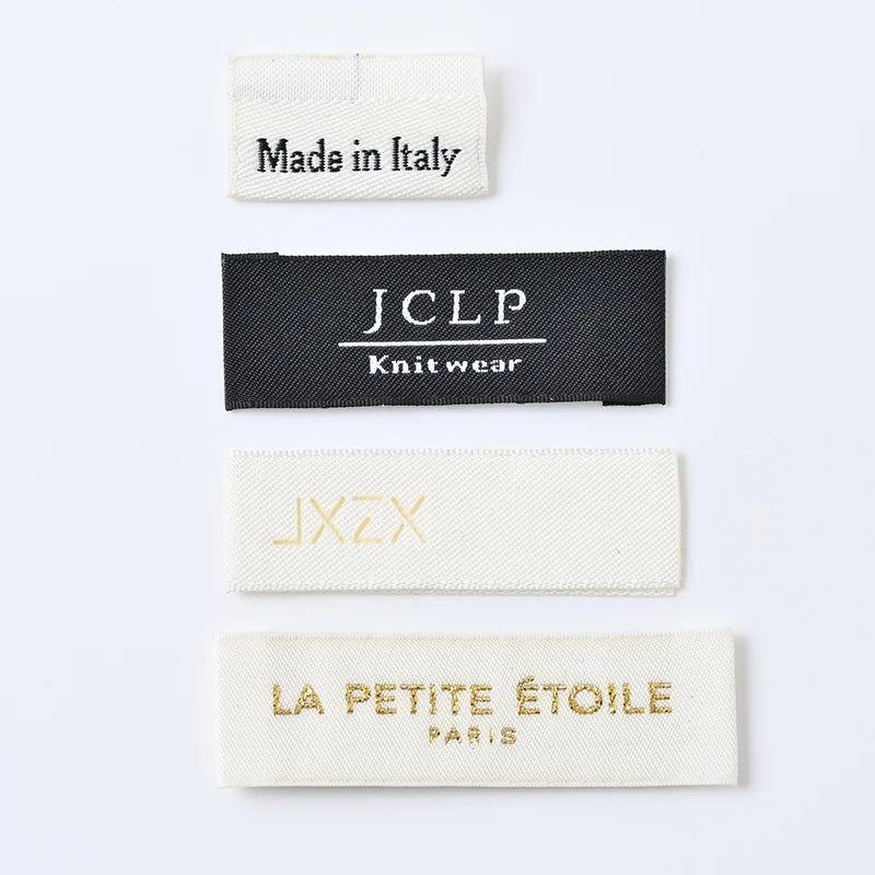 Custom End Fold Garment Labels Factory Product Clothes Personalised t Shirt Labels Damask Woven Label for Clothing