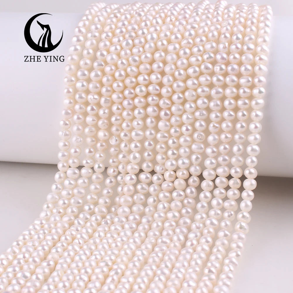 Wholesale Near Round 4.3-4.6mm Round 3A Round Shape Cultured Freshwater Pearls Loose Pearls Beads