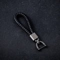 Custom Logo Braided Leather Keychain Woven Leather Strap Keyring for Car Keys Wholesale