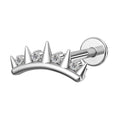 TOPOSH Hand-Polished Spiky Crown Labret Prong Set Zircon Tiara Design Internally Threaded Cartilage Helix Piercing Jewelry