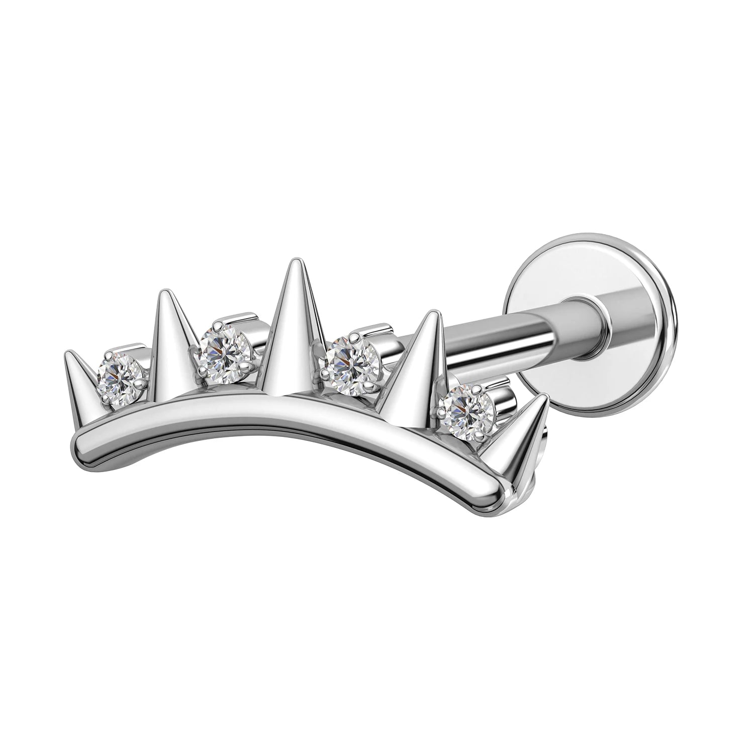 TOPOSH Hand-Polished Spiky Crown Labret Prong Set Zircon Tiara Design Internally Threaded Cartilage Helix Piercing Jewelry