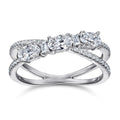 Jewelry Manufacturer Fashion Three Stone Engagement Ring White Zircon 925 Sterling Silver Wedding Ring for Women