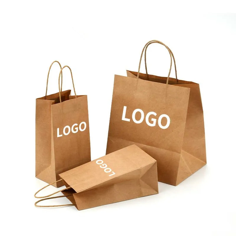 Eco-friendly Recyclable Kraft Paper Offset Printing Twist Square Bottom Food Paper Bag Custom Logo Supermarket Use Packaging