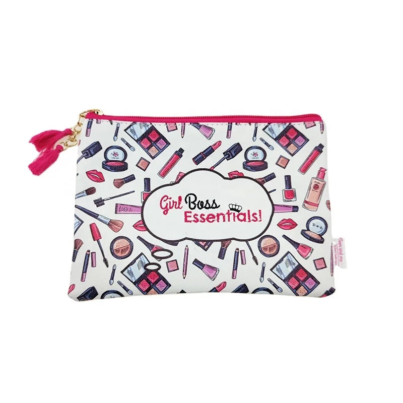 Fashion Wholesale Embroidery Logo Custom Lady Makeup Bag Travel Cosmetic Bag