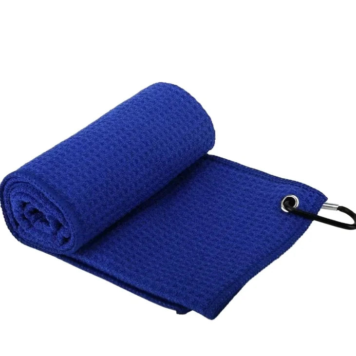 Ready to Ship 30*30cm Small Size Microfibre Waffle Blue Golf Tour Towel