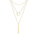 EManco Classic Layer Necklace Set Bar Pendant Women Elegant Stainless Steel Necklace Trendy 14K Gold Plate Jewelry Gold Chain