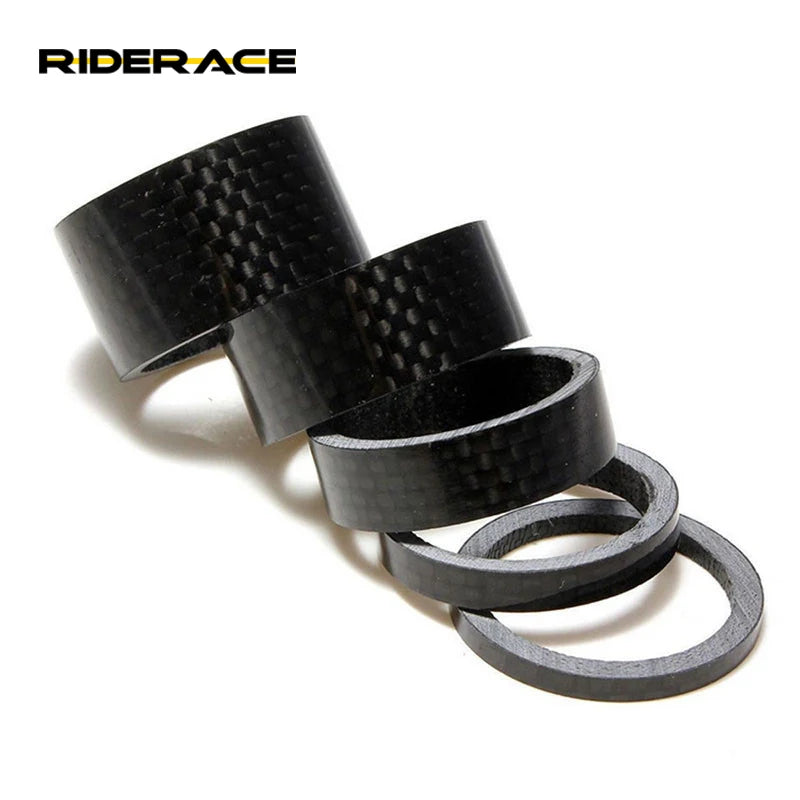 5Pcs/Set 1-1/8" Carbon Fiber Washer 3mm 5mm 10mm 15mm 20mm 5 Shape Bicycle Headset Stem Spacers Kit for Bike Fix Refit