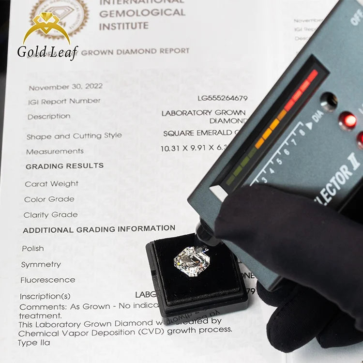 IGI Certified Asscher DVVS1-VS2  1CT 2CT 3CT Big Loose Created Wholesale Grown HPHT CVD Lab Grown Diamond