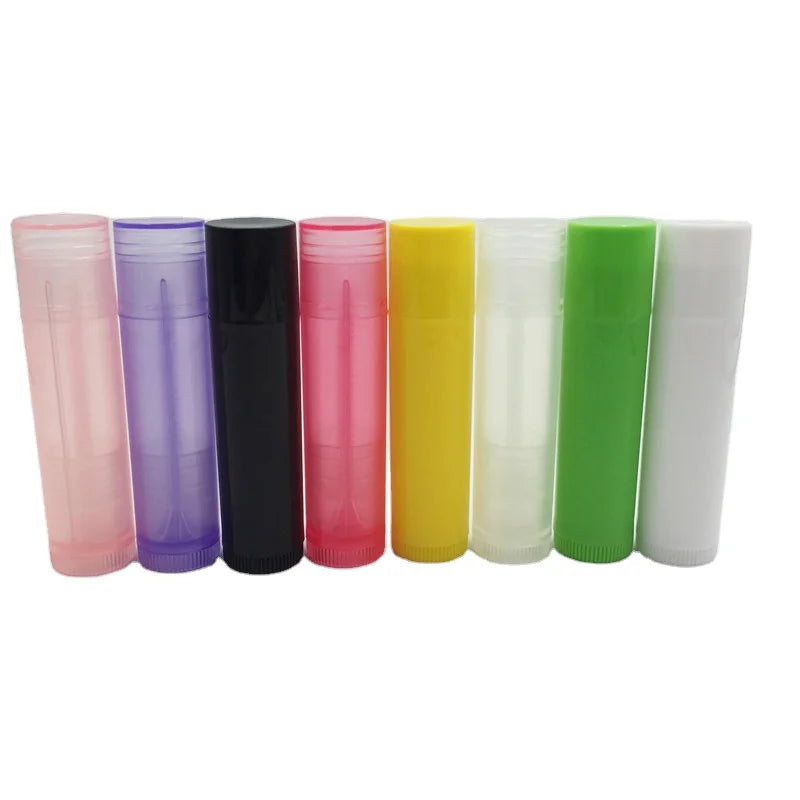 5g PP Plastic Lip Balm Lipstick Container Tube Screw-on Cap Clear Black White Colors Screen Printing Wholesale Empty Blush