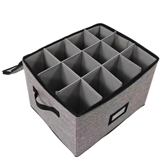 Stackable Wine Glasses Dinnerware Plate Storage Containers with Lid and Handles glassware Packing Boxes for Moving