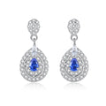 Luxury Jewelry 925 Sterling Silver Rhinestone Zircons Diamond Women Fashion Water Drop Shape Gemstone Earrings