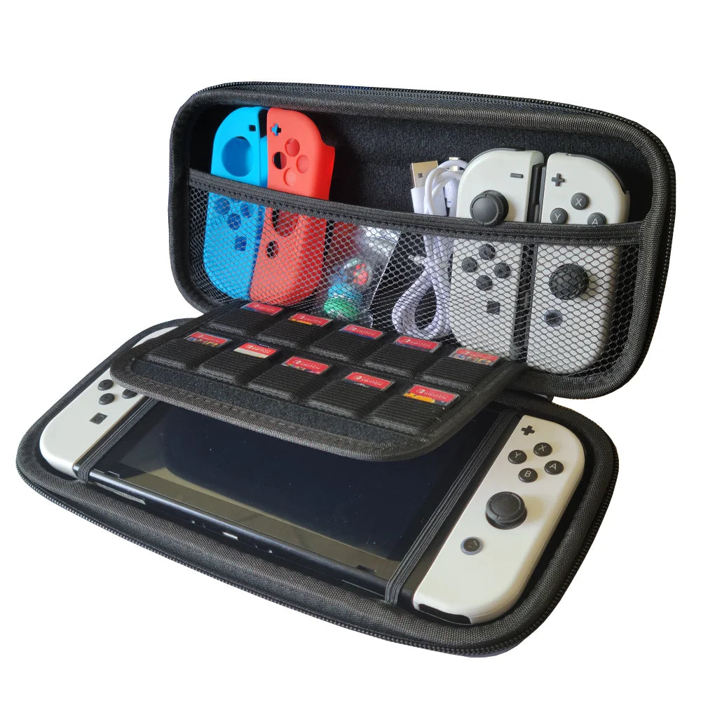 Leather Carrying Case for Switch Protective Pouch with Game Card Slot Binder PU Waterproof Surface Material