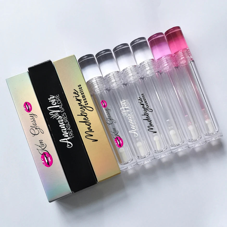 High Quality 7ml 7.8ml PETG All clear Empty Lipgloss Lip Gloss Tubes Container With Wands Box for Cosmetic Packaging
