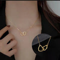 Stainless Steel Pendant Hollow Double Heart Necklace Custom Fashion Interlock Heart Necklace for Valentine'S Day Gift Jewelry