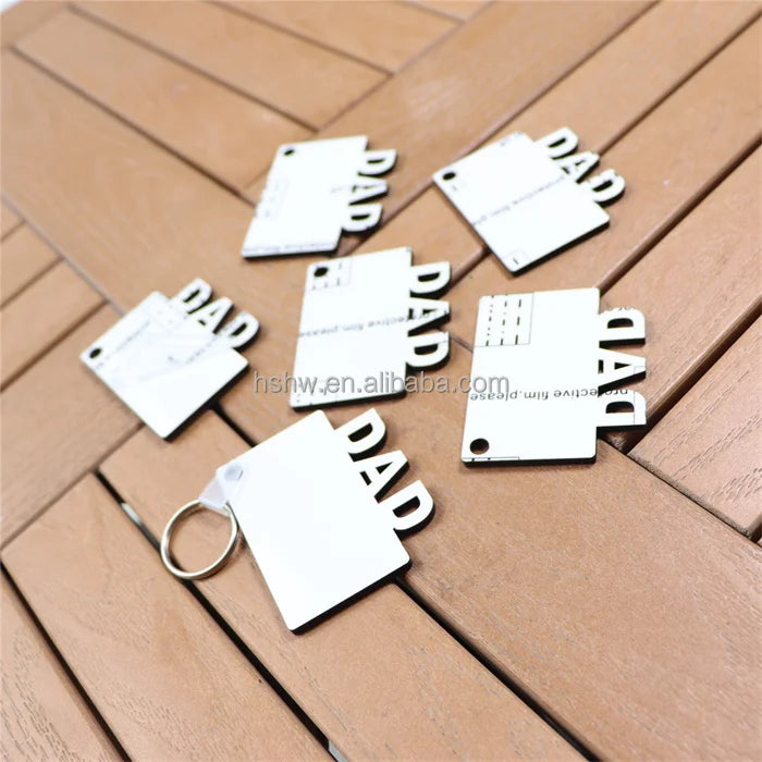 MDFSUB 50*60mm Double-Sided Sublimation MDF Keychain Blanks Father's Day Gift for Dad with Protective Film