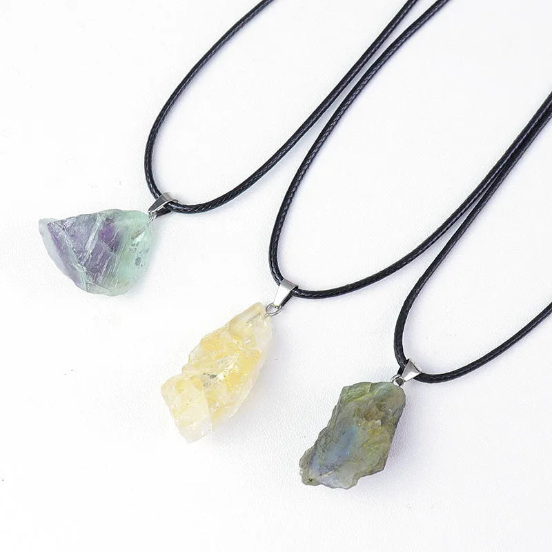 Cheap Natural Irregular Raw Rough Rose Quartz Aquamarine Black Tourmaline Stone Pendant for Jewelry Necklace Making