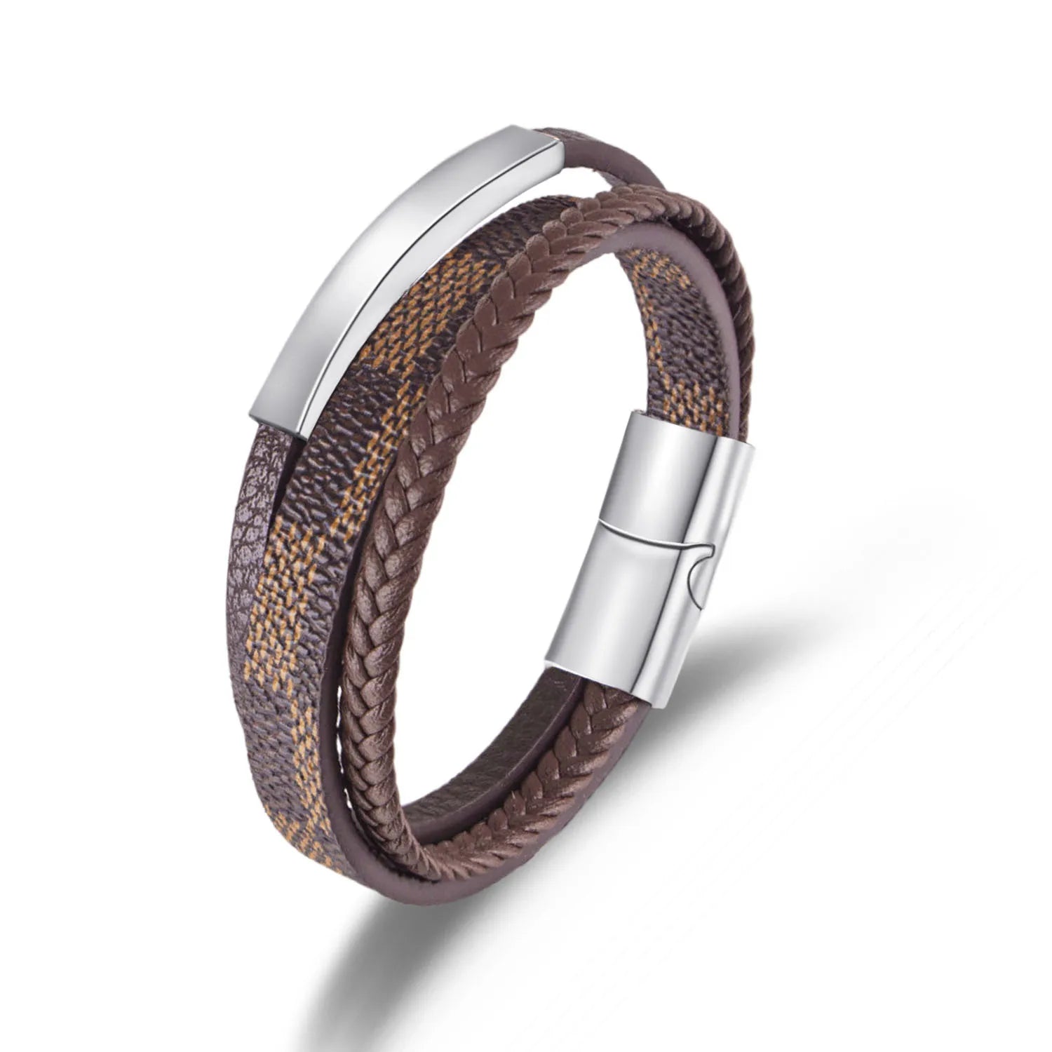 Wholesale Men Leather Bracelet with Clasp Multi-Layer Leather Braided Bracelets Bohemian Leather Men Bracelet