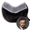 Wholesale 100% Human Hair Toupee for Men Thin Skin PU Base with Natural Frontal Hairline Black Straight Hair Patch