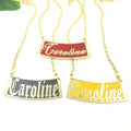 Personalized Enamel Jewelry Gold Silver Custom Name Plate Pendant Necklace for Women Girl Kids Drop Ship Accept 10 Days Receive