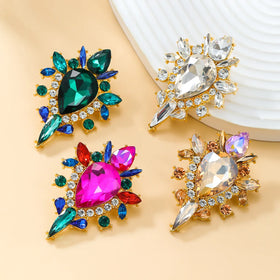 2024 New Arrival Fashion Jewelry Crystal New Colorful Diamond Earring Full Rhinestone Water Drop Diamond Bridal Crystal Earrings