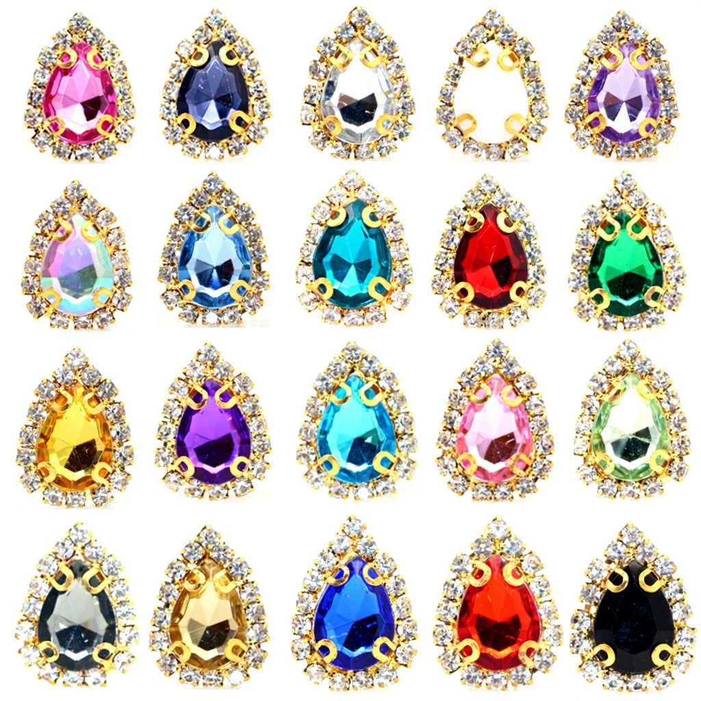 Flat Back Claw Rhinestone Edge Triangle Pointed Back Glass Fancy Stone for Clothing/Jewelry Glue-On Alloy Acrylic Accessories