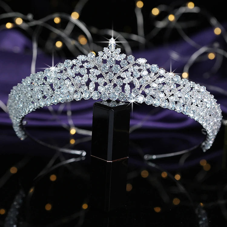 High-end Bridal Tiaras Copper Alloy Cubic Zircon Wedding Hair Accessories Hairband Shining Crystal Crowns Women Headpiece BC5532
