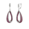 Red CZ Drop Earrings S925 Sterling Silver 18K Plated Gemstone Dangle Earrings Women Jewelry