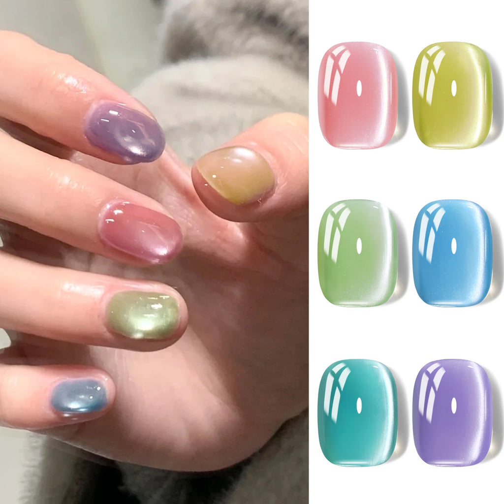 BORN PRETTY Custom Logo Ice Crystal Cat Eye Magnetic Gel Jelly Glass Pastel Soak Off Cateye UV Nail Gel Polish for Wholesale