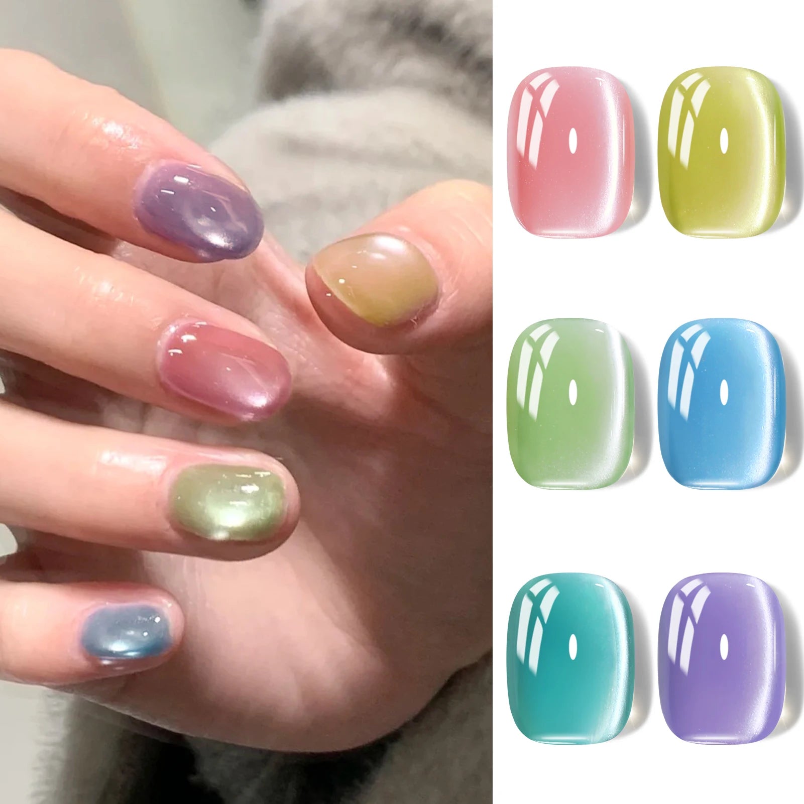 BORN PRETTY Custom Logo Ice Crystal Cat Eye Magnetic Gel Jelly Glass Pastel Soak Off Cateye UV Nail Gel Polish for Wholesale