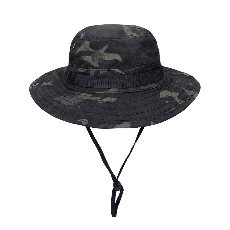 IDOGEAR Adjustable Camo Safari Bucket Fishing Boonie Hat Camo Camouflage Boonie Hat with String