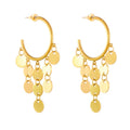 Lanshang Hoop Earrings Waterproof Gold Plated Jewelry Tassel Earrings Hoops Stainless Steel Round Drop Earrings