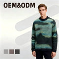Custom LOGO  Winter Crew Neck Jacquard Mohair Alpaca Wool Long Sleeve  Knitted  Pullover Sweater Jumper