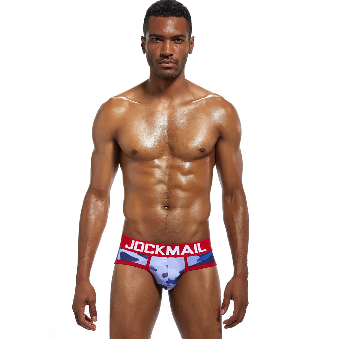 High-end Quality Men's Soft Combed Cotton Camouflage Printing Breathable Sports Briefs Customized Fitness Absorb Sweat Shorts