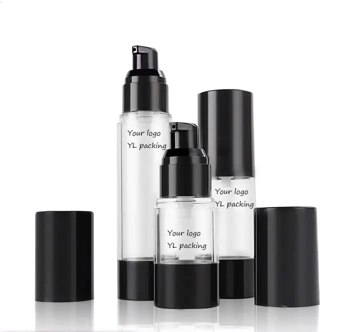 15ml 30ml 50ml Empty Black Round AS Cosmetic Lotion Bottle Airless Pump Bottle for Cosmetic Packaging