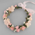 Spring Colorful Artificial Rose Flower Headband Boho Tiaras Wedding Fabric Floral Wreath Headpieces Hair Garland for Bridal