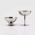 Customized Logo Luxury Stainless Steel Goblet Silver Short Feet Snack Cup for Bar KTV Hot Sale Ice Cream Cup Hot Spoon for