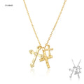 FUAMAY Wholesale Gold Plated Link Chain Necklace 925 Silver CZ Three Celtic Cross Wedding Gift