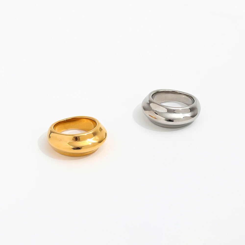 18K Gold Plated Stainless Steel Rings for Women Statement Rings New Stainless Steel Trendy Jewelry
